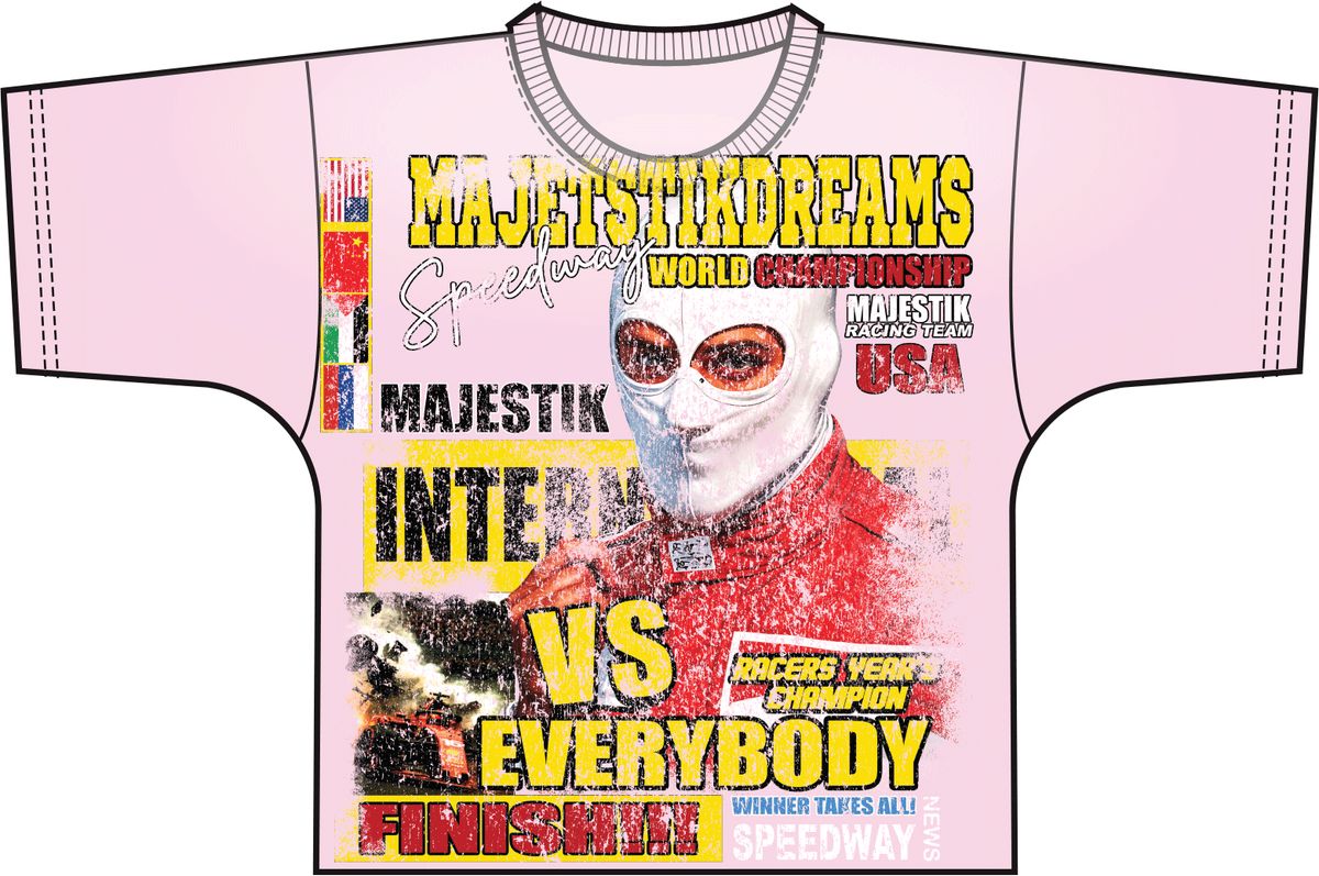 Majestik Men's Rhinestone Garment Dyed DTG Print Tee Pink