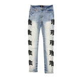 Mixed Emotion Monogram Jeans Light Blue Wash