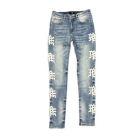 Mixed Emotion Monogram Jeans Blue Wash