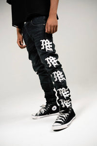 Mixed Emotion Monogram Jeans Black Wash