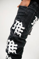 Mixed Emotion Monogram Jeans Black Wash