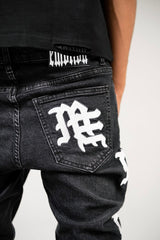 Mixed Emotion Monogram Jeans Black Wash