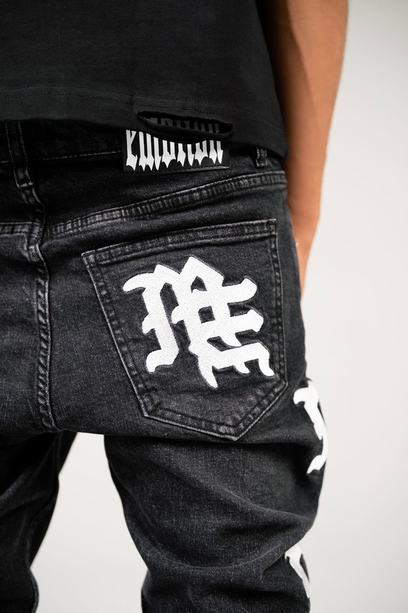 Mixed Emotion Monogram Jeans Black Wash