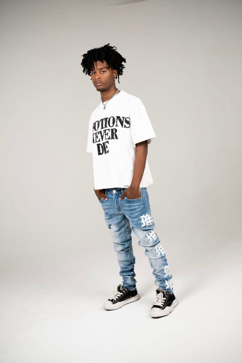 Mixed Emotion Monogram Jeans Blue Wash – VIP Clothing Stores