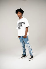 Mixed Emotion Monogram Jeans Blue Wash