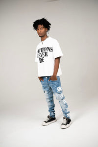 Mixed Emotion Monogram Jeans Blue Wash