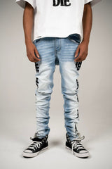 Mixed Emotion Monogram Jeans Light Blue Wash