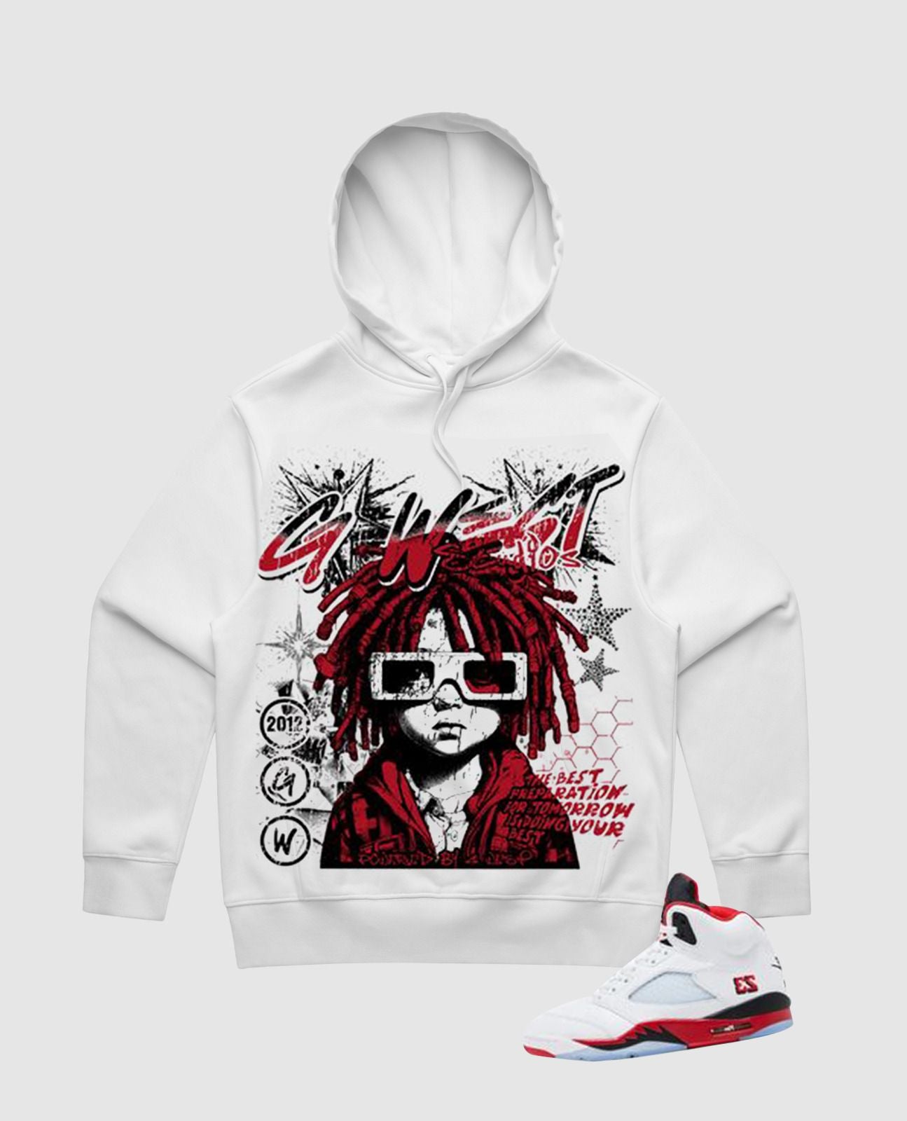 G west Men's urban genesis hoodie White/red