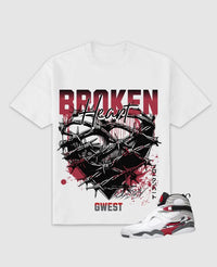 G West Men's Broken Heart Oversized Tee White/Red/Black