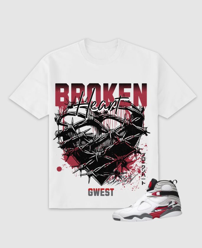 G West Men's Broken Heart Oversized Tee White/Red/Black