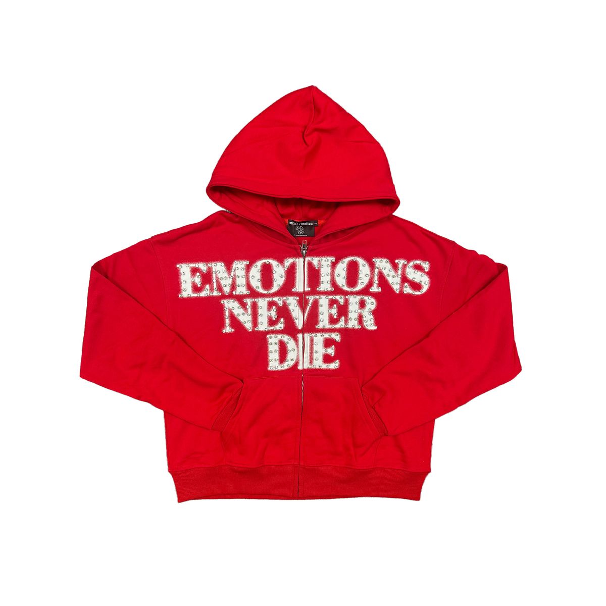 Mixed Emotion ‘End’ Rhinestone Hoodie Red
