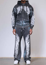 First Row Tribal baggy Jogger Set Black