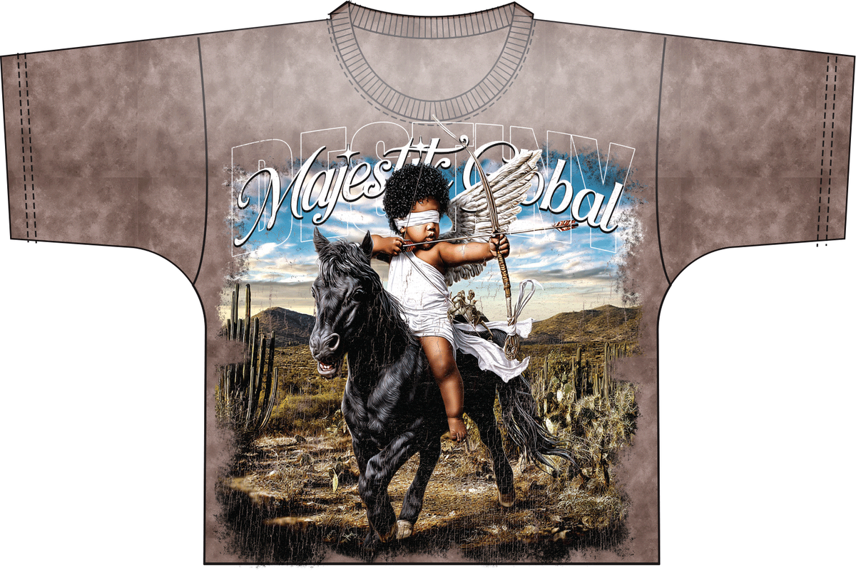 Majestik Men's Rhinestone Garment Dyed DTG Print Tee Brown