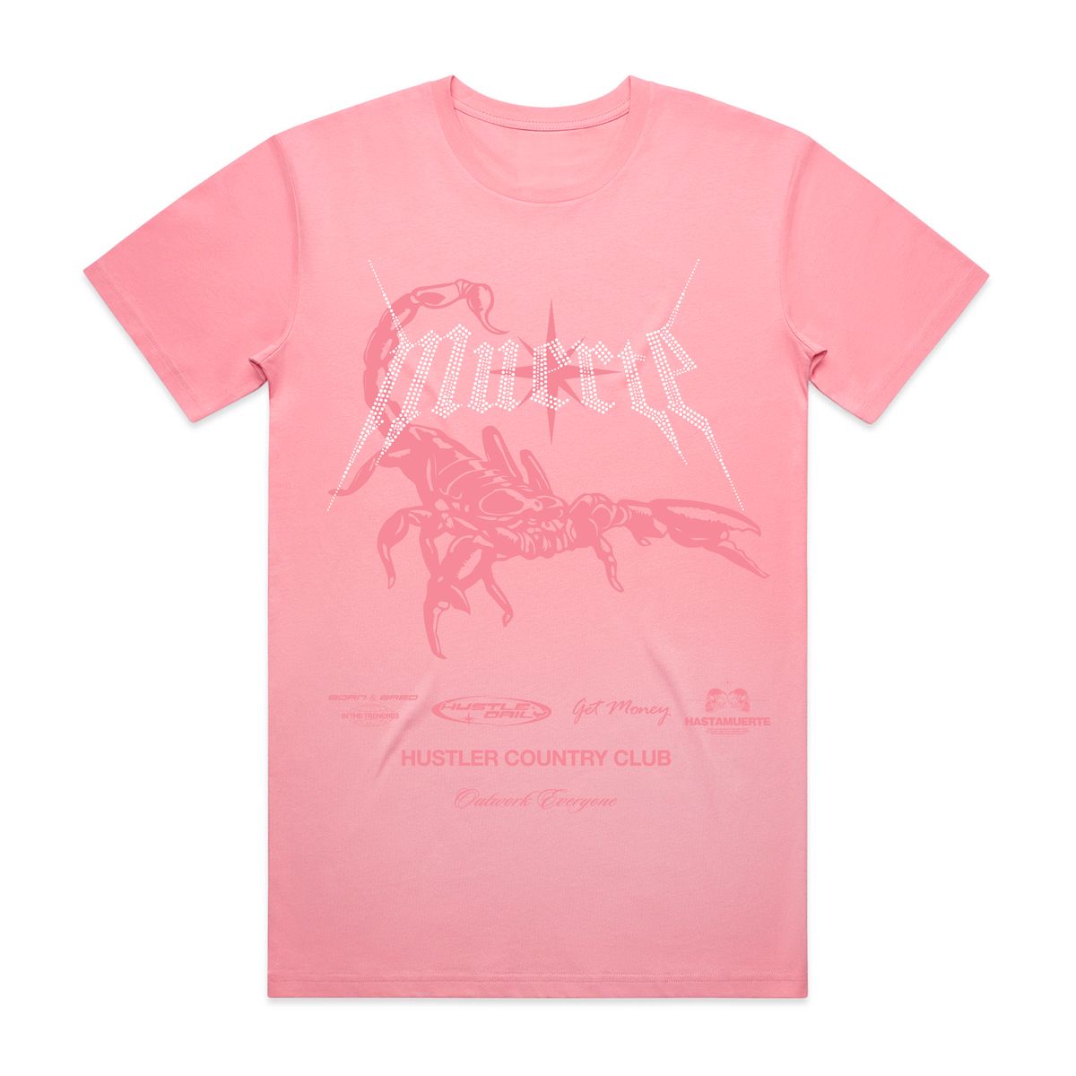Hasta Muerte Rhinestone Scorpion Country Club Tee Pink