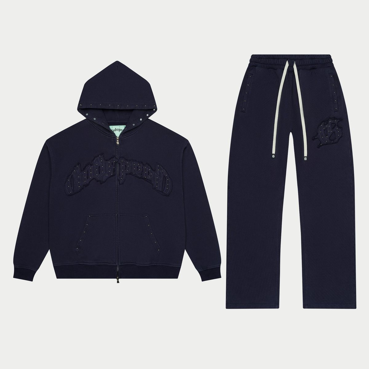 Godspeed Symmetric Studded Jogging Set Navy Blue