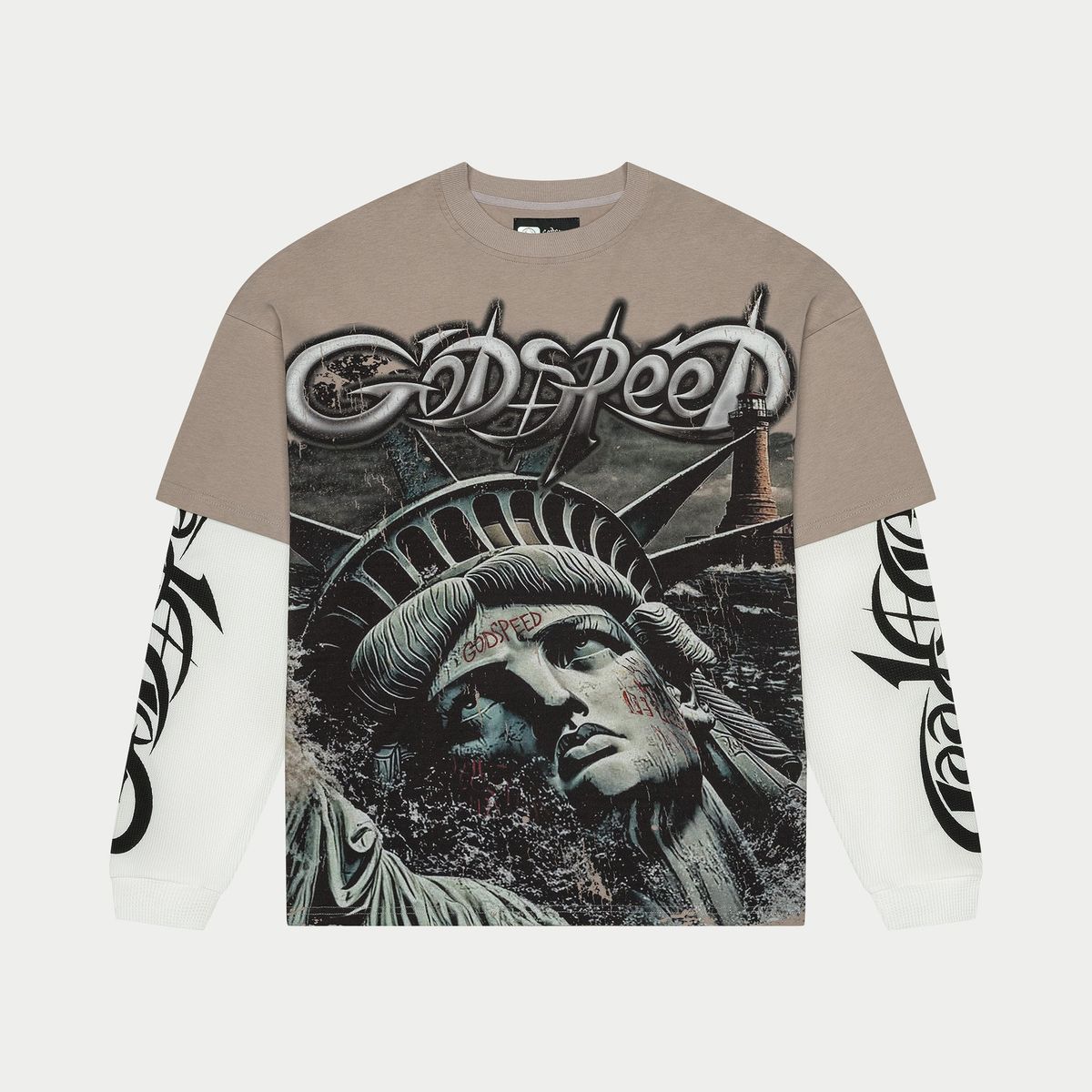 Godspeed Sunken Liberty 2 Layered L/S Tee Stone Grey