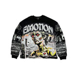 Mixed Emotion Rhinestone Tombstone long Sleeve tee Black