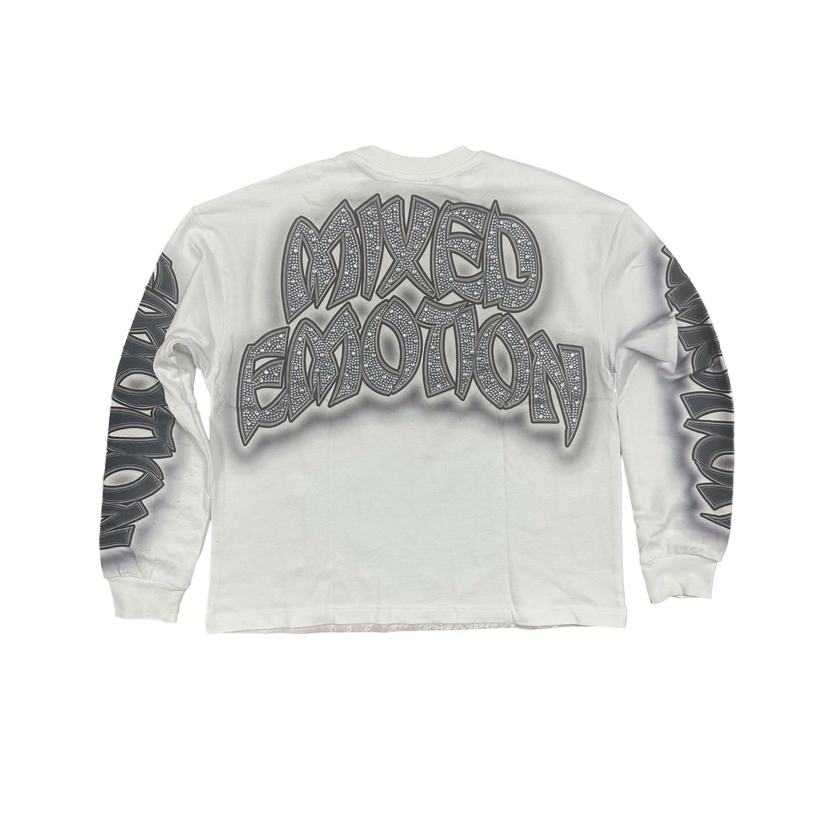 Mixed Emotion Rhinestone Resurrection long Sleeve tee White
