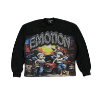 Mixed Emotion Rhinestone Sunrise thermal Long Sleeve tee Black