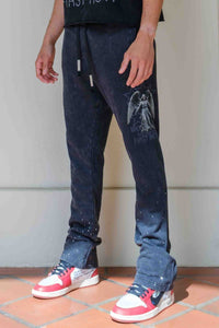 First Row Made In Heaven Shining Angel Stacked Jogger set Black