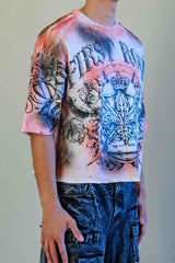 First Row Sacred Vow Honor Rhinestone Crop Tee Pink