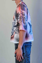 First Row Sacred Vow Honor Rhinestone Crop Tee Pink