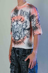 First Row Sacred Vow Honor Rhinestone Crop Tee Pink