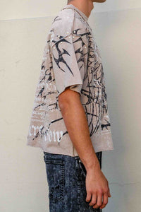 First Row Sacred Vow Studded Crop Tee Beige