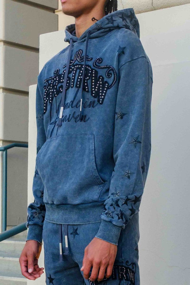 First Row Made In Heaven Gathered Star Stacked Jogger set Dark Grey