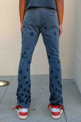 First Row Made In Heaven Gathered Star Stacked Jogger set Dark Grey