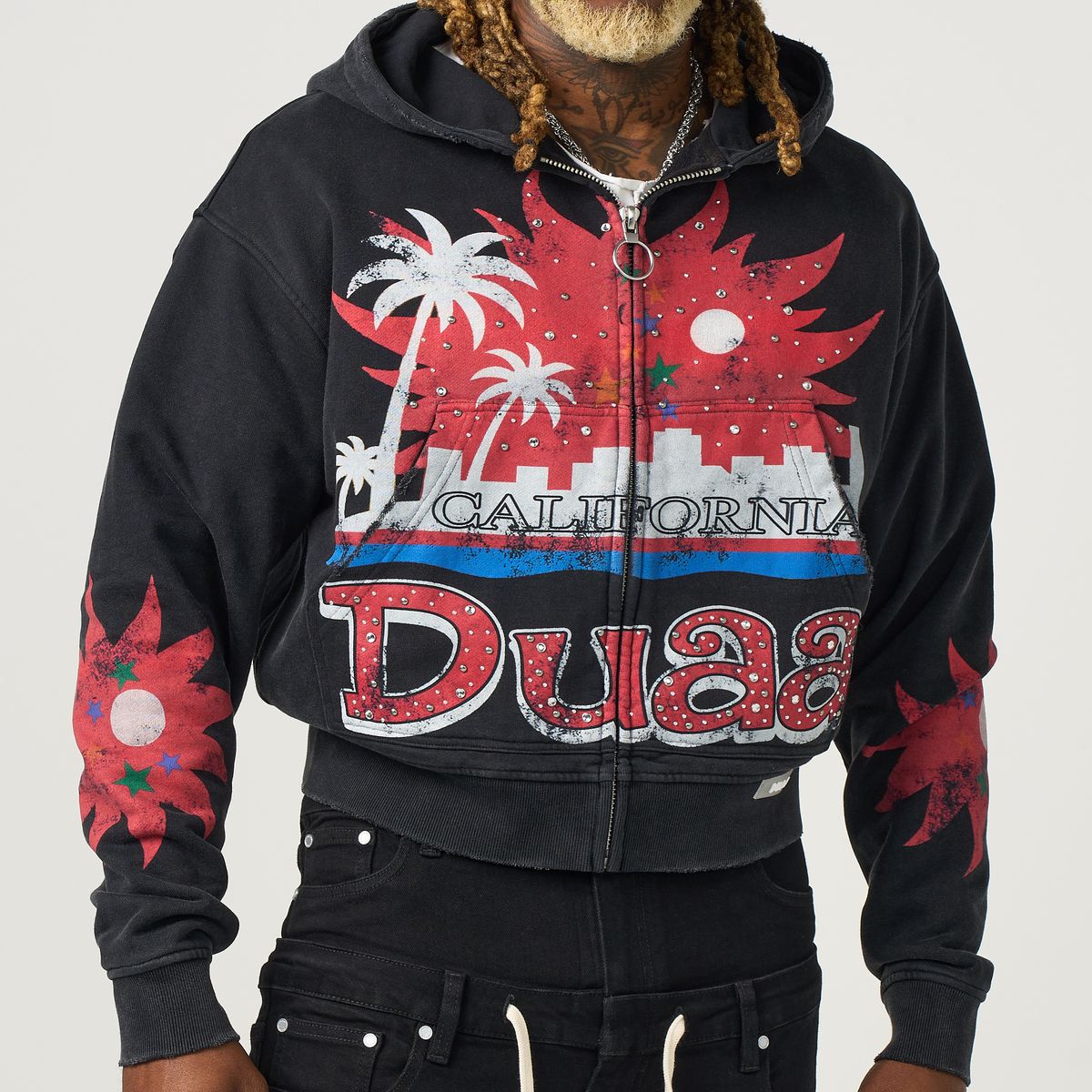Duaa Dreams Zip Up Hoodie Black Black / Red