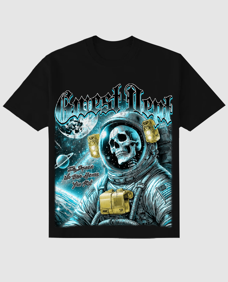 G West Men's Rhinestone Astro Ghost Black Tee