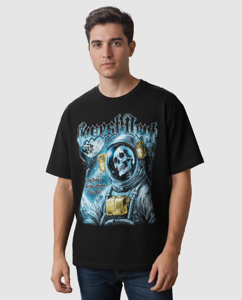 G West Men's Rhinestone Astro Ghost Black Tee