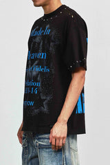 First Row Silence Angel Rhinestone Tee Black / Blue