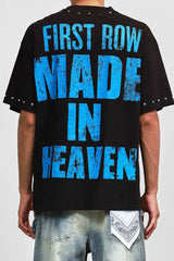 First Row Silence Angel Rhinestone Tee Black / Blue
