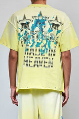 First Row Flame Angel Rhinestone Crop Tee Yellow