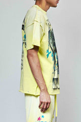 First Row Flame Angel Rhinestone Crop Tee Yellow