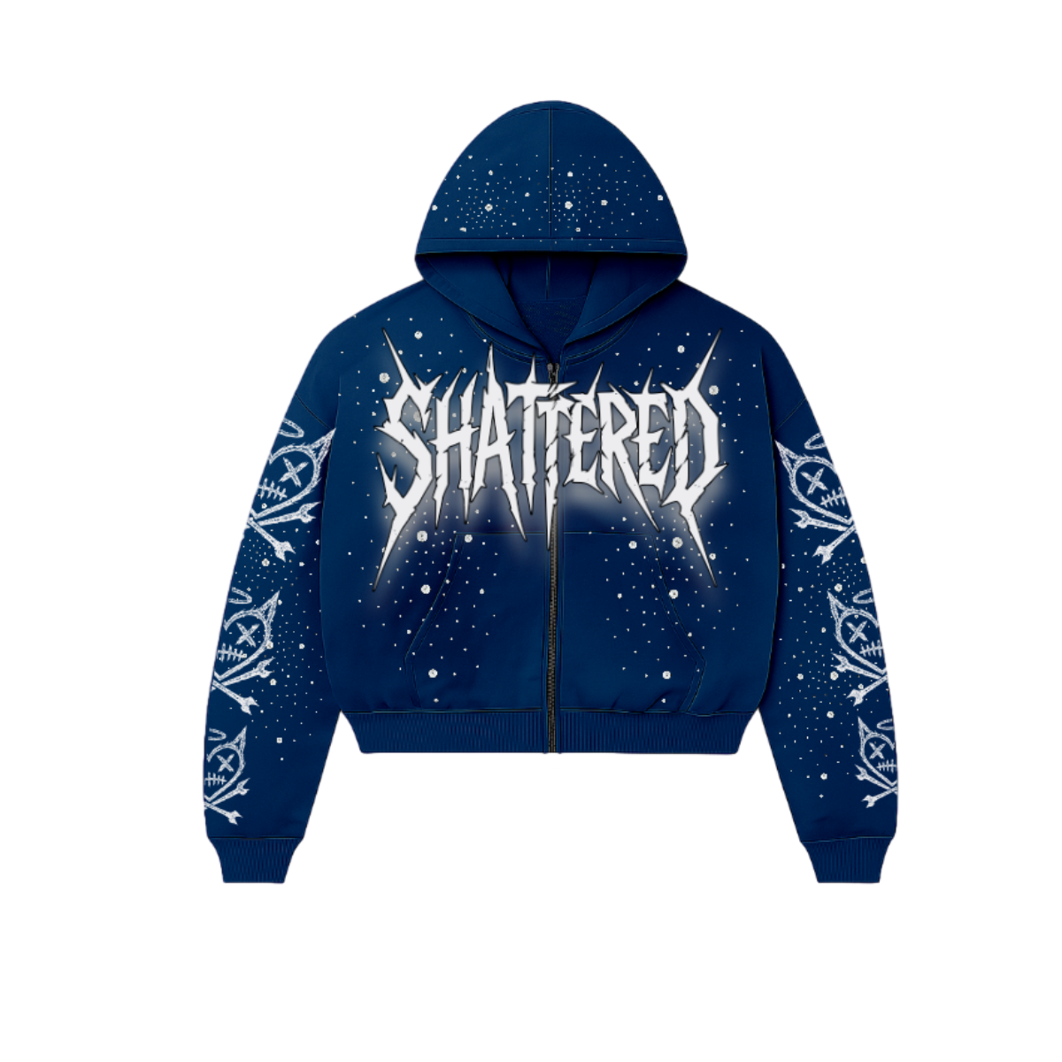 Shattered Hearts Shattered Logo Hoodie Navy