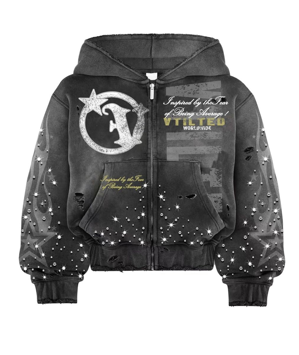 Vtilted Apex Zip Up Hoodie Vintage Black