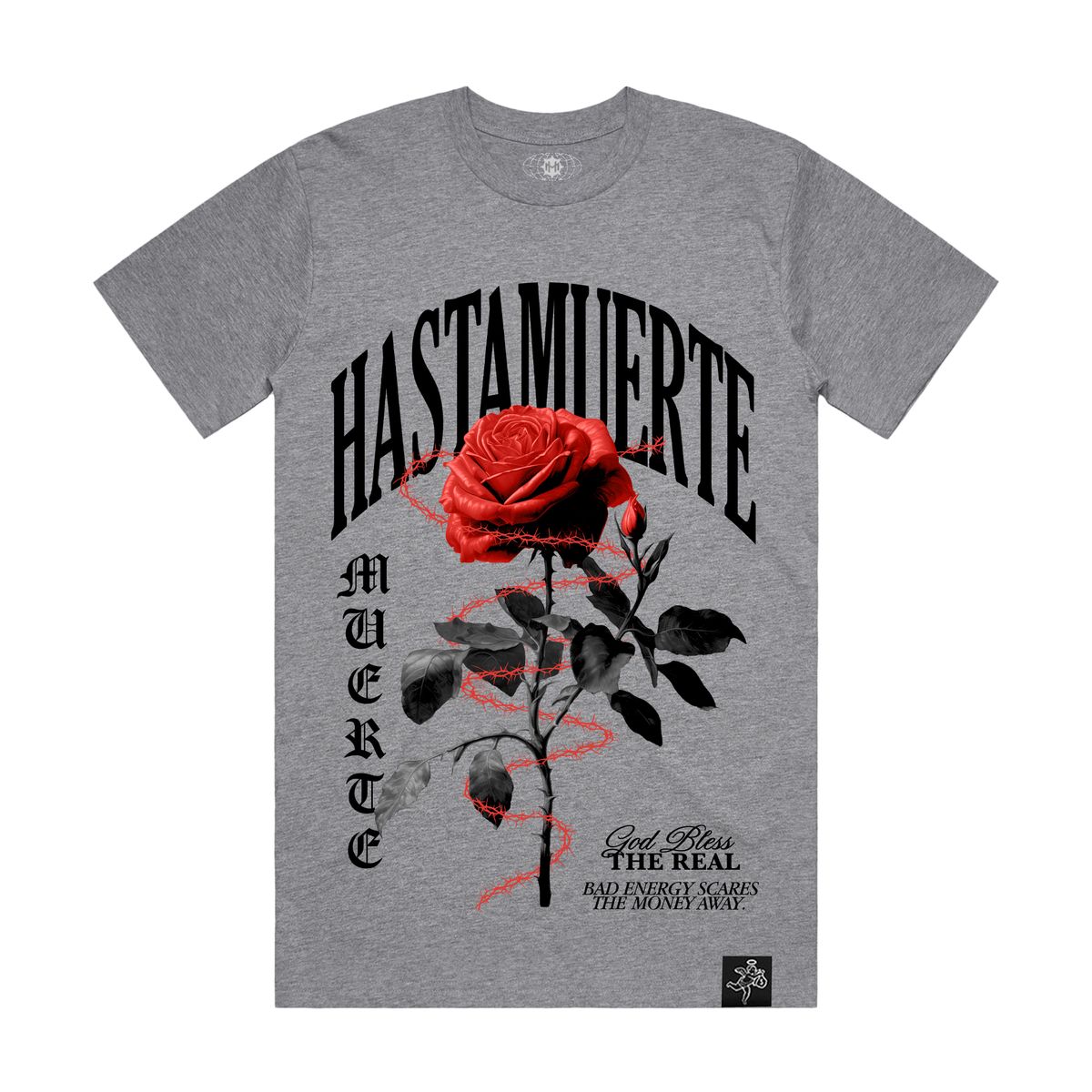 Hasta Muerte HM Barb Flo Rose Tee Athletic Heather