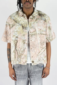 Rebel Camo Rhinestone Button Down Shirt Pink