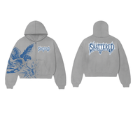 Shattered Hearts Catchin Feelings Hoodie Grey Blue
