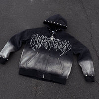 Shattered Hearts Work Jacket Studded Hoodie Black