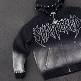 Shattered Hearts Work Jacket Studded Hoodie Black