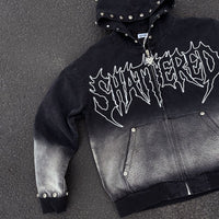 Shattered Hearts Work Jacket Studded Hoodie Black