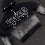Shattered Hearts Work Jacket Studded Hoodie Black