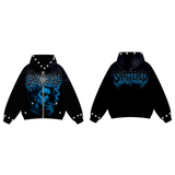 Shattered Hearts Anxiety Hoodie Black Blue