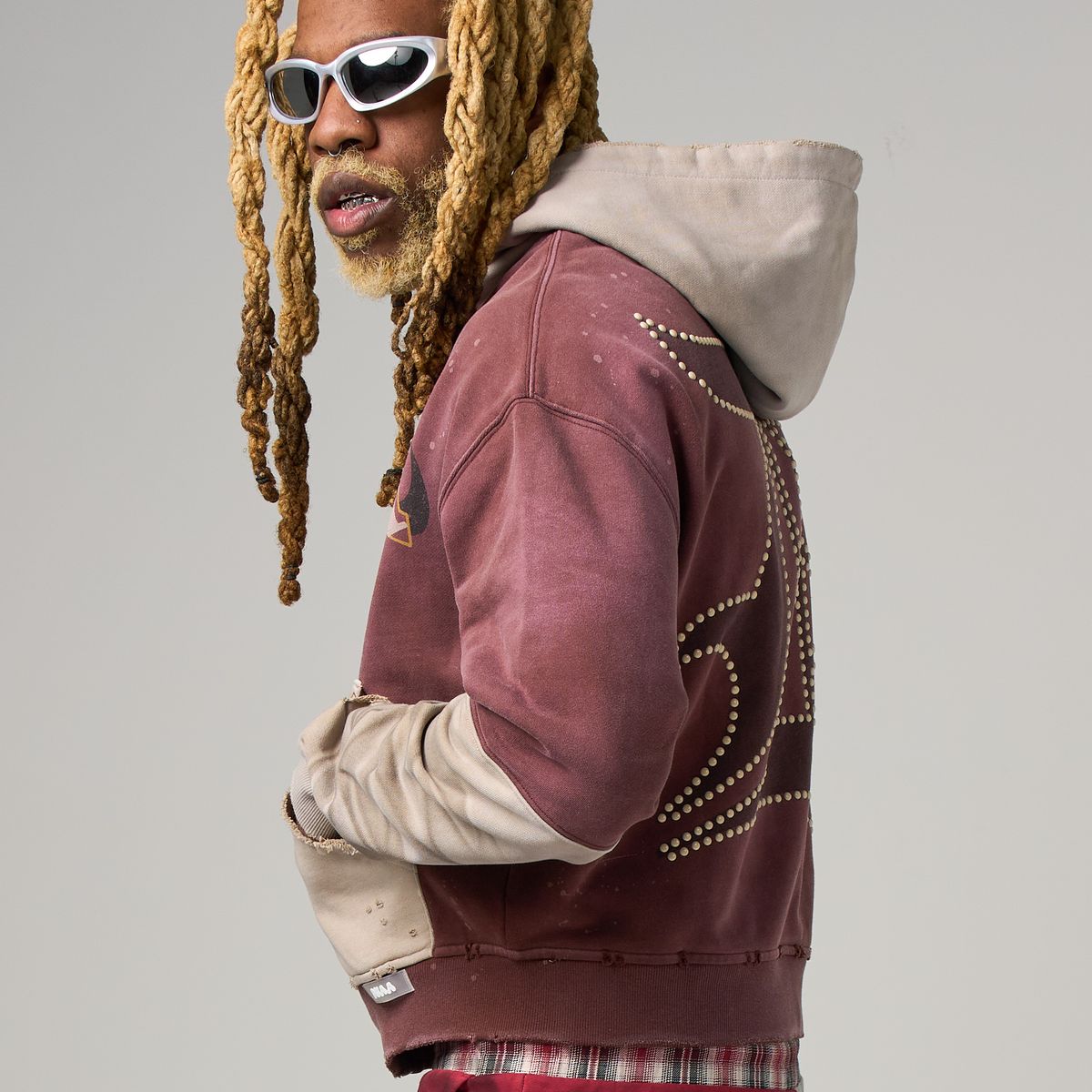 Duaa Fig Zip Up Hoodie Washed Brown / Cream