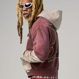 Duaa Fig Zip Up Hoodie Washed Brown / Cream