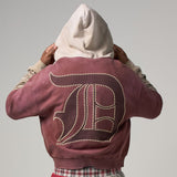 Duaa Fig Zip Up Hoodie Washed Brown / Cream